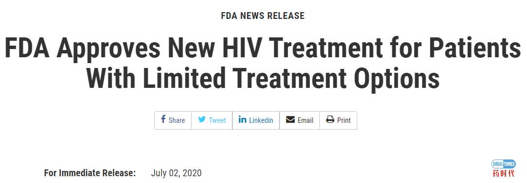 FDA为治疗选择有限的HIV患者批准了一款新药